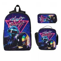 3 vnt. Daft Punk elektroninės muzikos kuprinės rinkinys vaikams, pieštukinių dėklai, kuprinės rinkiniai su pietų dėžute mokyklos mokiniams, dieninė kuprinė blue