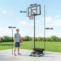 Krepšinio lankas Reguliuojamas aukštis 135-305 cm 110x70 cm atmušimo lenta Juodas plienas