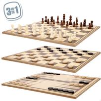 CB Games 3 viename stalo žaidimas šachmatai, šaškės ir backgammonas 67 dalys