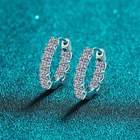 925 prabos sidabro moisanito auskarai: Auksiniu dengti auskarai-mansetės europietiško ir amerikietiško stiliaus 925 Sterling Silver blue