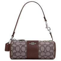 Coach Nolita 20 Klasikinis monogramos užtrauktuko užsegimas Audinio ir odos cilindrinė peties rankinė Mažos moteriškos rankinės Tamsiai ruda CU989-SVS8S Basic Set (Bag+Dust Bag) gray