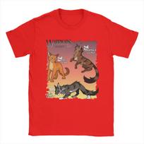 Firestar Brambleclaw ir Hawkfrost iš Warrior Cats Saulėlydžio versijos Medvilninis T-shirt suaugusiems Vasariniai Samurajaus Katės T-shirtai S brown