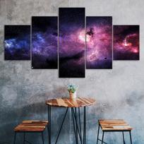 Space Cosmos Starry Sky Nebula Scene 5 Piece Five Panel Wall Canvas Print Modern Art Poster Picture Home Decor Gift For Him Her 40X60 40X80 40X100CM blue