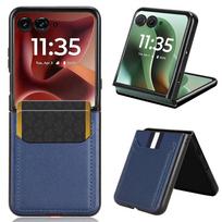 PU Leather Texture Case for Motorola Razr 60 Ultra Moto Razr Ultra 2026 Cover Card Slots Back Shell Coque Fundas Capa Motorola Razr 60 Ultra mėlyna