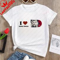 Singer Lady Gaga Classic Poster Printed Shirt, Fans Everyday Street Wear,Women's Spring and Ca XXXXL gray