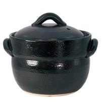 Maruyoshi Pottery Black Banko Rice Cooker, 4-cup capacity, Black, Diameter 20cm x 23cm x Height 19cm, Made in Japan, Banko ware, Suitable for gas black