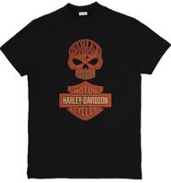 Harley-Davidson įkvėptas grafinis unisex marškinėlis su erelio ir kaukolės grafika S-3XL M brown