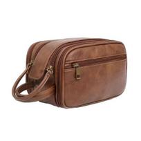 Faux Leather Toiletry Bag Large Water-resistant Bathroom Shaving Pouch Travel Grooming Organizer for Men ruda