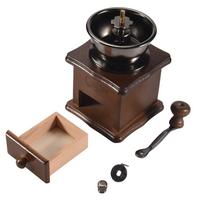 4X Manual Coffee Grinder Wood / Metal Hand Mill Spice Mill (Wood Color) black