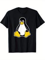 Linux Tux pingvino logotipas T-shirt - Atvirojo šaltinio programinės įrangos kūrėjo marškinėliai su Tux talismanu S black