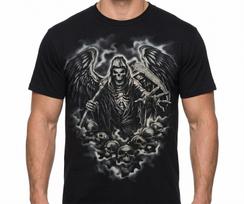 Grim Reaper Skull Scythe T-Shirt Skeleton Angel of Death Horror Graphic Tee S įvairiaspalvis