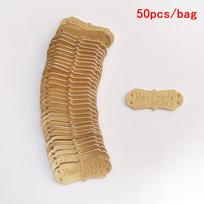 50Pcs Handmade PU Leather Labels Tags For DIY Hats Bags Hand Made With Love Label For Clothes Sewing Tags Garment geltona