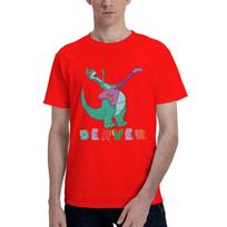Happy Men T Shirt Denver  the Last Dinosaur Casual Tee Shirt Short Sleeve Round Neck 100 Cotton Graphic Printed Clothes TShirt S red