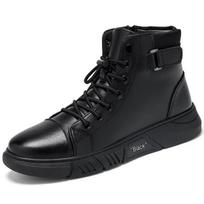 Vyriški aukštakulniai motociklininkų batai Madingi juodi prabangūs odiniai batai Vyrams Nauji Lauko atsparūs vandeniui platforminiai Chelsea Vyrams Ankle Boots 48 juoda