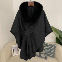 Spring Lanket Scarf Female Real Fur Coat Women Cloak Poncho Winter Warm Shawl Designer Thickening BPashmina Cape Stole Fur Coats One Size black