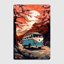 VW Transporter T1 Retro sodybos dekoras namų dekoras sienų dekoras kambario dekoracija Animacinis pagrindas Kraštovaizdžio piešimo lenta 20x30cm（7.8x11.8inch） black