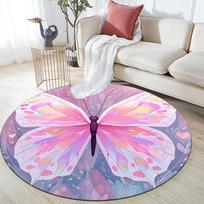 Drugelis,Apvalus kilimas,Kiliminis kilimas svetainei, miegamajam, sofai, žaidimų kambariui dekoruoti,Neslystantis grindų kilimėlis 80cmx80cm pink