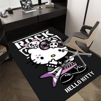 1 vnt. ROCK HELLO KITTY Namų biuro, Patvarus poliesterio grindų kilimėlis su lengva priežiūra, Biuro dekoras, Urbanistinio stiliaus, Neslystanti nugarinė pusė, Aukštos kokybės audinys 60cm by 90cm gray