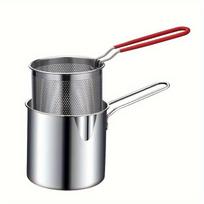 1PC Stainless Steel Deep Fryer With Frying Basket Multifunctional Small Pot Kitchen Specific Frying Chicken And Other Cooking ToolsS KTJ gray