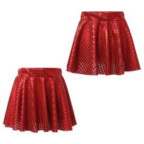 Kids Girls Skating Performance Skirt: Sparkling Dot Swing Mini Skirt with Elastic Waistband for Festivals Dance 5-6 Years raudona