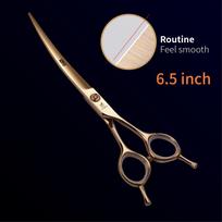 Fenice 6.25/6.75inch Professional JP440C Dog Positionable Grooming Diamond Screw Curved Scissors With Small Teeth Pet Dog Shears white