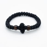 33 Mazgų Rankomis Pintas Ortodoksų Maldos Apyrankė Reguliuojama Medinis Karoliukas Unisex 33Black knotted bracelet black