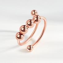 Simple Ball Charms Fidget Spinner Adjustable Rings for Women Rotate Freely Round Beads Anxiety Ring Girls Daily Jewelry resizable beige