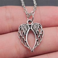 Angel Wings Couple Pendant Antique Bronze Metal Choker Necklace for Him and Her Fashion Jewelry A11-1pcs-21x16mm