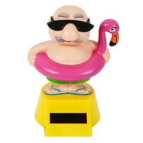 Solar Creative Powered Swinging Master Car Ornament Cartoon Dancing Doll Automobile Dashboard Decoration Cute Car Accessories pink