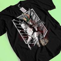 Attack On Titan Shirt Erwin Tshirt Eren Mikasa Levi T-Shirt AOT Hange Armin Tee 3XL gray