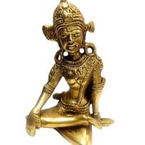 Gold Indra Dev Statue, Sitting Posture Vastu Remedy Fengshui Indra Dev Murti brown