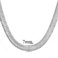 1/7MM Silver Herringbone Chunky Flat Snake Chain Necklace for Men Women Hip Hop Jewelry Accessories 57cm white
