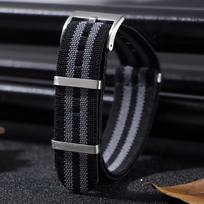 Nylon Watch Strap 18mm 20mm 22mm for Omega Military Sports Fabric Bands Elastic High-density Woven Wristband for Seiko Bracelet 20mm juoda pilka spalva