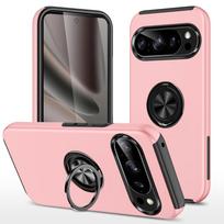 Google Pixel 10 Phone Case & Pixel 9 Pro Car Magnetic Holder, Anti-Fall, Popular Model 8, Ring Frosted Design Pixel 10A rožinė