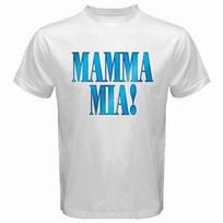 Mamma Mia Muzikinio Spektaklio Logotipas Balti Unisex Marškinėliai S juoda