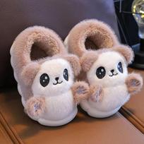 New Cute Children's Cartoon Panda Winter Slippers Comfortable Warm Cotton Shoes Boys Girls Indoor Home Fluffy Slippers 38-39  Inner 24 CM white