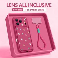 Wrist Strap Lanyard Phone Case For iPhone 17 Pro Max Air 16E 16 14 15 Pro 12 13 Pro Max 11 Colourful Plant Pattern TPU Cover iPhone 12 Pro pink