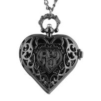 Heart Shape Pocket Watch Quartz Pendant Watch Stylish Necklace Clock  Fashion Accessories juoda
