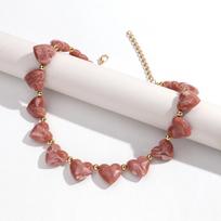 Retro Colorful Acrylic Heart Shape Beaded Choker Necklace for Women New Trendy Resin Clavicle Collar Statement Jewelry Gift