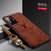Dėklas Xiaomi Mi 11T Pro, prabangus minkštas STPU+kietas audinys, elnias, apsauginis galinis dangtelis, dėklas xiaomi mi 11t mi11t pro telefono korpusui For Xiaomi Mi 11T ruda