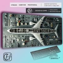 HYBXAXC Airplane Fighter Design Mouse Pad Hot Large Computer Office Table Mat Rubber Antislip Keyboard Mousepad Long Desk Pads 800x400x2mm gray