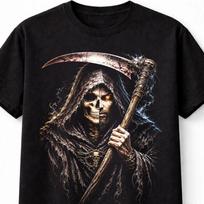 Grim Reaper Skull Scythe Gothic Horror Halloween Unisex TShirt S black