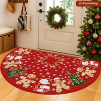 1Pcs Gingerbread Snowflake Semi Circle Welcome Doormat Non-Slip for Outdoor Patio Porch Kitchen Bathroom Entryway Floor Mat 40X60CM black
