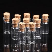 10 vnt mažų stiklinių buteliukų su kamštiniais mažyčiais buteliukais 11x22 mm stiklainiai, skirti vestuvių papuošalams Onesize beige