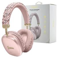 Guess Bluetooth over-ear headphones GUBHK1GCTCSP pink/pink Gcube Metallic Script Logo
