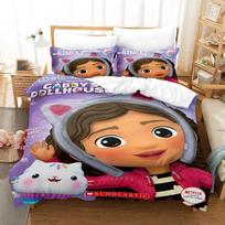 3D Printed Gabby Dollhouse Bedding Set Cartoon Duvet Cover Double Twin Full Queen King Adult Kids Bedclothes Quilt Cover 70x133cm 2pcs gray