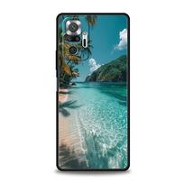 Telefono dėklas Xiaomi Redmi Note 14 13 12 5G 11 10 Pro Plus 4G 9S 9 14C 13C 12C 10C 9C 9A, Paplūdimio scena per saulėtekį jūroje, Palmių medis Redmi Note 14 5G