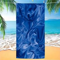 Ocean Blue Swirl Beach Towel Liquid Marble Microfiber Flat Print Bath Towel for Women Men Vacation Beach Party Picnic Mat 40X60CM blue