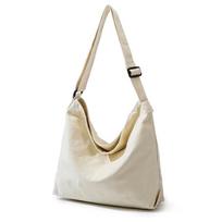 Cotton washed canvas bag Female student class messenger bag Large capacity retro commuter bag Simple shoulder bag violetinė