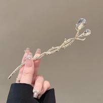 Niche High-end Pearl Crystal Interwoven Hairpin Add Dynamic Beauty To Hairstyles Creating An Elegant Refined Atmosphere beige